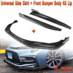For 2020-2022 Toyota Corolla XSE SE Carbon Look Front Bumper Body Spoiler Lip + Side Skirt Rocker Winglet Canard Diffuser Wing  Body Splitter ABS ( Carbon Style) 5PCS