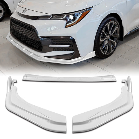 For 2020-2021 Toyota Corolla XSE SE Painted White Color  Front Bumper Splitter Spoiler Lip 3 Pcs