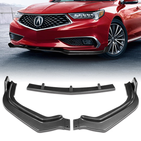 For 2018-2020 Acura TLX  Painted Carbon Look Style Color  Front Bumper Body Kit Splitter Spoiler Lip 3 Pcs