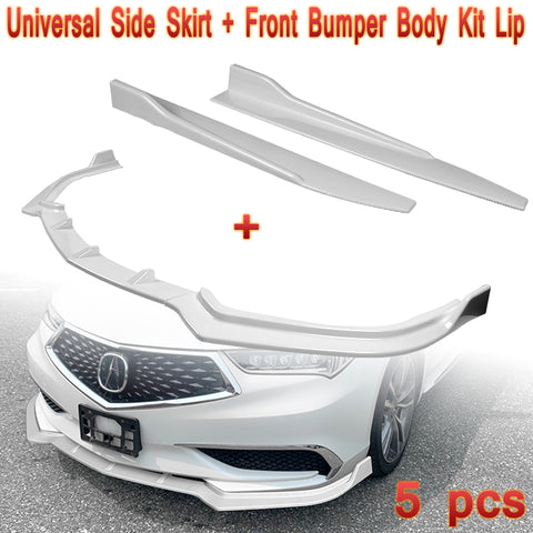2018-2020 Acura TLX Painted White Front Bumper Body Kit Spoiler Lip + Side Skirt Rocker Winglet Canard Diffuser Wing  Body Splitter ABS (Glossy White) 5PCS