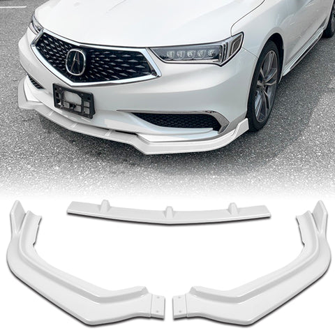 2018-2020 Acura TLX Painted White Front Bumper Body Kit Spoiler Lip + Side Skirt Rocker Winglet Canard Diffuser Wing  Body Splitter ABS (Glossy White) 5PCS