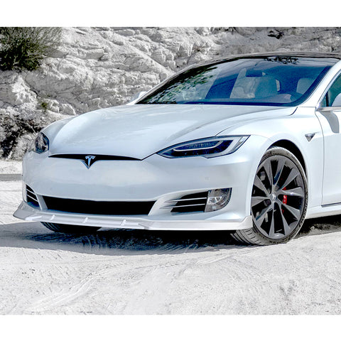 For 2016-2020 Tesla Model S STP-Style Painted White Color Front Bumper Body Splitter Lip 3 Pcs