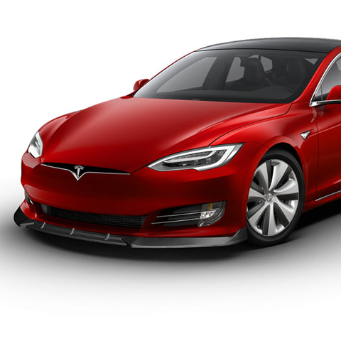 For 2016-2020 Tesla Model S STP-Style Unpainted Matt Black Color Front Bumper Splitter Spoiler Lip 3 Pcs