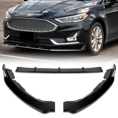 For 2019-2021 Ford Fusion Painted Black Color  Front Bumper Body Splitter Spoiler Lip 3 Pcs