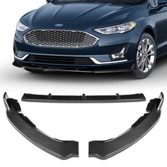 For 2019-2021 Ford Fusion Painted Carbon Look Style Color Front Bumper Body Kit Splitter Spoiler Lip 3 Pcs