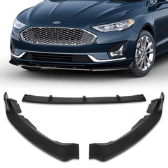 For 2019-2021 Ford Fusion Unpainted Matt Black Color Front Bumper Body Kit Splitter Spoiler Lip 3 Pcs