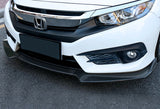 For 2016-2020 Honda Civic 3-Piece Painted Carbon Style Front Bumper Splitter Spoiler Lip Kit