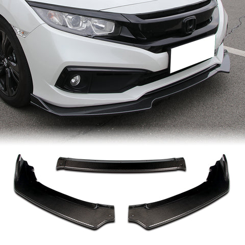 For 2016-2020 Honda Civic 10Th Real Carbon Front Bumper Body Kit Spoiler Lip 3 PCS