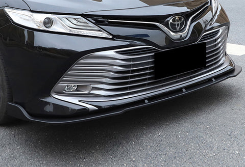 For 2018-2020 Toyota Camry Unpainted BLK Front Bumper Body Kit Spoiler Lip + Side Skirt Rocker Winglet Canard Diffuser Wing  Body Splitter ABS (Matte Black) 5PCS