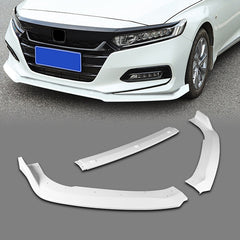 For 2018-2020 Honda Accord Sedan Painted White Color Front Bumper Splitter Spoiler Lip Kit 3 Pcs