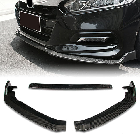 For 2018-2020 Honda Accord Sedan/4DR Real Carbon Front Bumper Spoiler Splitter Lip 3 Pcs