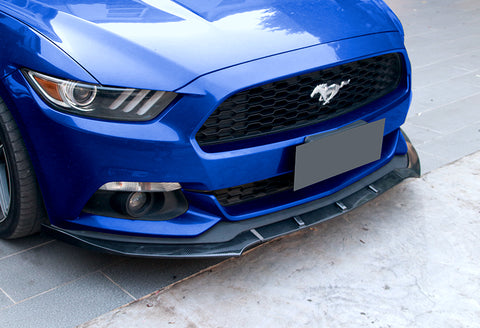 For 2015-2017 Ford Mustang V6 V8 Real Carbon Front Bumper Body Kit Spoiler Lip 3 Pcs