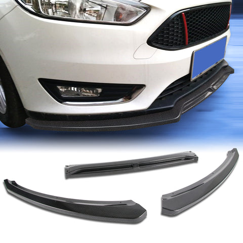 For 2015-2018 Ford Focus Carbon Look Front Bumper Body Kit Spoiler Lip + Side Skirt Rocker Winglet Canard Diffuser Wing  Body Splitter ABS ( Carbon Style) 5PCS