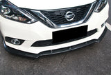 For 2016-2019 Nissan Sentra 4DR Painted Carbon Look Style Front Bumper Body Kit Spoiler Lip 3Pcs