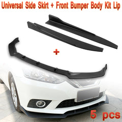 For 2016-2019 Nissan Sentra Unpainted BLK Front Bumper Body Kit Spoiler Lip + Side Skirt Rocker Winglet Canard Diffuser Wing  Body Splitter ABS (Matte Black) 5PCS