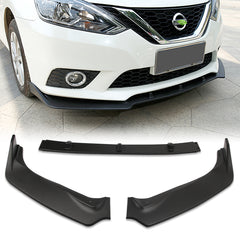 For 2016-2019 Nissan Sentra 4DR Unpainted Matt Black  Front Bumper Body Spoiler Lip  3Pcs