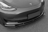 For 2017-2023 Tesla Model 3 Sedan Painted Black Color  Front Bumper Splitter Spoiler Lip 3 Pcs