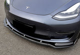 For 2017-2023 Tesla Model 3 Sedan Painted Carbon Look Style Front Bumper Body Splitter Spoiler Lip 3 Pcs