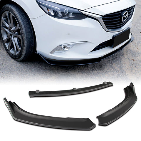 For 2014-2018 Mazda6 Mazda 6 Unpainted Matt Black Color Front Bumper Body Kit Spoiler Lip 3Pcs