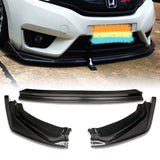 For 2014-2017 Honda Fit Real Carbon Fiber Front Bumper Body Kit Spoiler Splitter Lip  3 Pcs