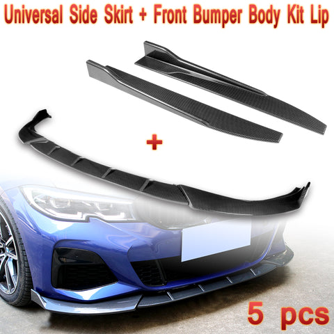 For 2019-2022 BMW G20 M-Sport M340i Carbon Look Front Bumper Body Kit Lip  + Side Skirt Rocker Winglet Canard Diffuser Wing  Body Splitter ABS ( Carbon Style) 5PCS