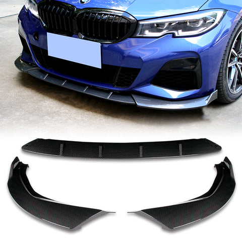 For 2019-2022 BMW G20 G28 M-Sport M340i Painted Carbon Look  Front Bumper Body Kit Lip  3 PCS