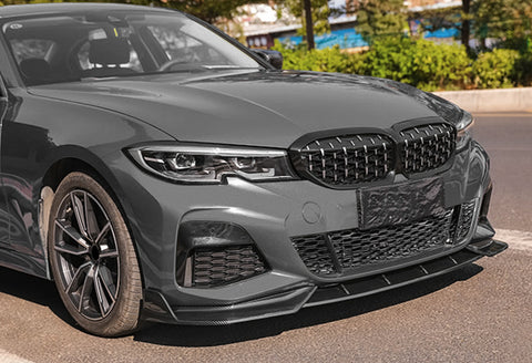 For 2019-2021 BMW G20 M-Sport M340i Real Carbon Fiber Front Bumper Spoiler Lip  3 PCS