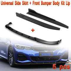 For 2019-2022 BMW G20 M-Sport M340i Unpainted BLK Front Bumper Body Kit Lip + Side Skirt Rocker Winglet Canard Diffuser Wing  Body Splitter ABS (Matte Black) 5PCS