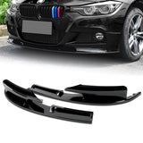 For 2012-2018 BMW 3-Series M-Sport M-Tech F30 F35 Painted Black Color Front Bumper Lip Kit 3 Pcs