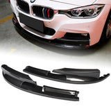 For 2012-2018 BMW 3-Series M-Sport M-Tech F30 F35 Painted Carbon Look Front Bumper Lip Kit 3 Pcs