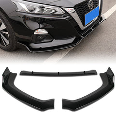 For 2019-2021 Nissan Altima 4DR Painted Black Color Front Bumper Body Kit Spoiler Lip  3 PCS