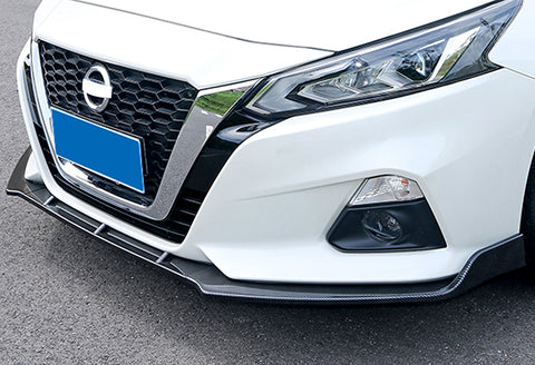 For 2019-2021 Nissan Altima Sedan Painted Carbon Look Front Bumper Body Kit Spoiler Lip  3 PCS