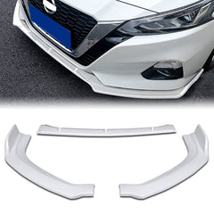 For 2019-2021 Nissan Altima 4DR Painted White Color Front Bumper Body Kit Spoiler Lip  3 PCS