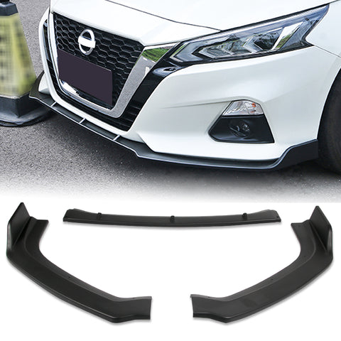 For 2019-2021 Nissan Altima 4DR Unpainted Matt Black  Front Bumper Body Kit Spoiler Lip 3 PCS