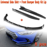 For 17-18 Hyundai Elantra Carbon Look Front Bumper Body Kit Spoiler Lip + Side Skirt Rocker Winglet Canard Diffuser Wing  Body Splitter ABS ( Carbon Style) 5PCS