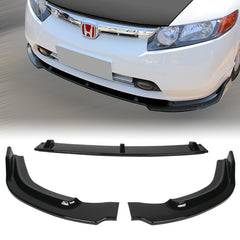 For 2006-2008 Honda Civic 4DR CS-Style Painted Black Color Front Bumper Body Kit Lip  3 PCS