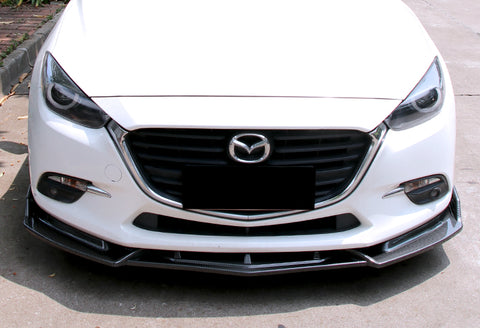 For 2014-2018 Mazda 3 Axela Painted Carbon Look Front Bumper Body Kit Splitter Spoiler Lip  3 Pcs