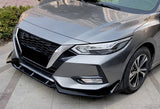For 2020-2023 Nissan Sentra 4DR Painted Black Color Front Bumper Spoiler Splitter Lip  3 PCS