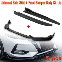 For 2020-2023 Nissan Sentra Unpainted BLK Front Bumper Body Kit Spoiler Lip + Side Skirt Rocker Winglet Canard Diffuser Wing  Body Splitter ABS (Matte Black) 5PCS