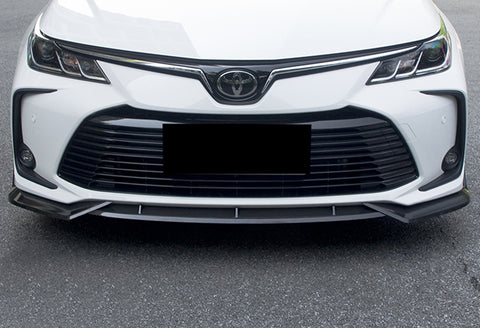 For 2020-2021 Toyota Corolla LE XLE Painted Black Front Bumper Body Spoiler Lip + Side Skirt Rocker Winglet Canard Diffuser Wing  (Glossy Black) 5PCS