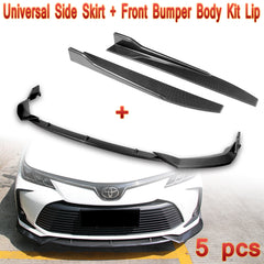 For 2020-2021 Toyota Corolla LE XLE Carbon Look Front Bumper Body Spoiler Lip + Side Skirt Rocker Winglet Canard Diffuser Wing  Body Splitter ABS ( Carbon Style) 5PCS