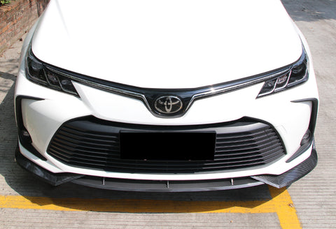 For 2020-2021 Toyota Corolla LE XLE Carbon Look Front Bumper Body Spoiler Lip + Side Skirt Rocker Winglet Canard Diffuser Wing  Body Splitter ABS ( Carbon Style) 5PCS
