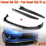 For 2018-2021 Honda Fit Carbon Look Style Front Bumper Body Kit Spoiler Lip + Side Skirt Rocker Winglet Canard Diffuser Wing  Body Splitter ABS ( Carbon Style) 5PCS