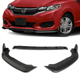 For 2018-2021 Honda Fit Unpainted Black Front Bumper Body Kit Spoiler Lip + Side Skirt Rocker Winglet Canard Diffuser Wing  Body Splitter ABS (Matte Black) 5PCS