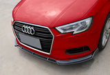 For 2017-2020 Audi A3 Painted Carbon Look Style Front Bumper Body Kit Splitter Spoiler Lip 3 PCS
