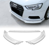 For 2017-2020 Audi A3 Painted White Color Front Bumper Lower Body Kit Spoiler Lip 3 PCS