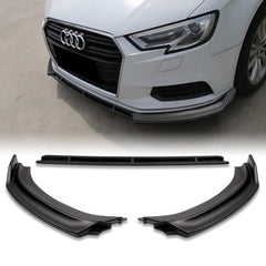 For 2017-2020 Audi A3 Unpainted Matt Black Front Bumper Body Kit Spoiler Lip 3 PCS