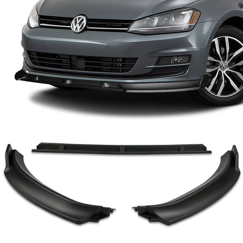 For 2014-2017 Volkswagen VW Golf MK7 Black Front Bumper Body Kit Spoiler Lip + Side Skirt Rocker Winglet Canard Diffuser Wing  Body Splitter ABS (Matte Black) 5PCS