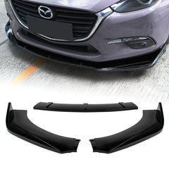 Universal Painted Black Color  Front Bumper Protector Body Kit Splitter Spoiler Lip 3 PCS