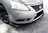 Universal Unpainted Black  Front Bumper Protector Body Splitter Spoiler Lip 3PCS